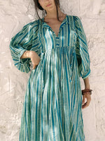 Women's Chic Floral Lantern Sleeve Flowy Maxi Dress