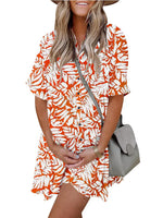 Women's Casual Boho Print Button Front Babydoll Dress