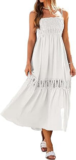 Women Causal Summer Crochet Lace Maxi Dress