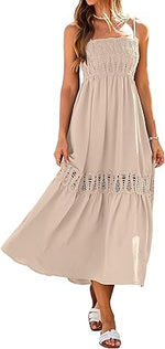 Women Causal Summer Crochet Lace Maxi Dress