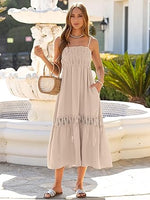 Women Causal Summer Crochet Lace Maxi Dress