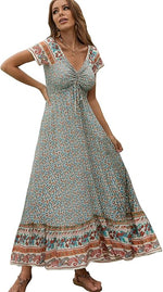 Women’s Floral Smocked Tiered Maxi Dress - Casual Boho A-Line