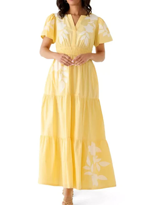 Women's Casual Printed Smocked Waist Maxi Dress