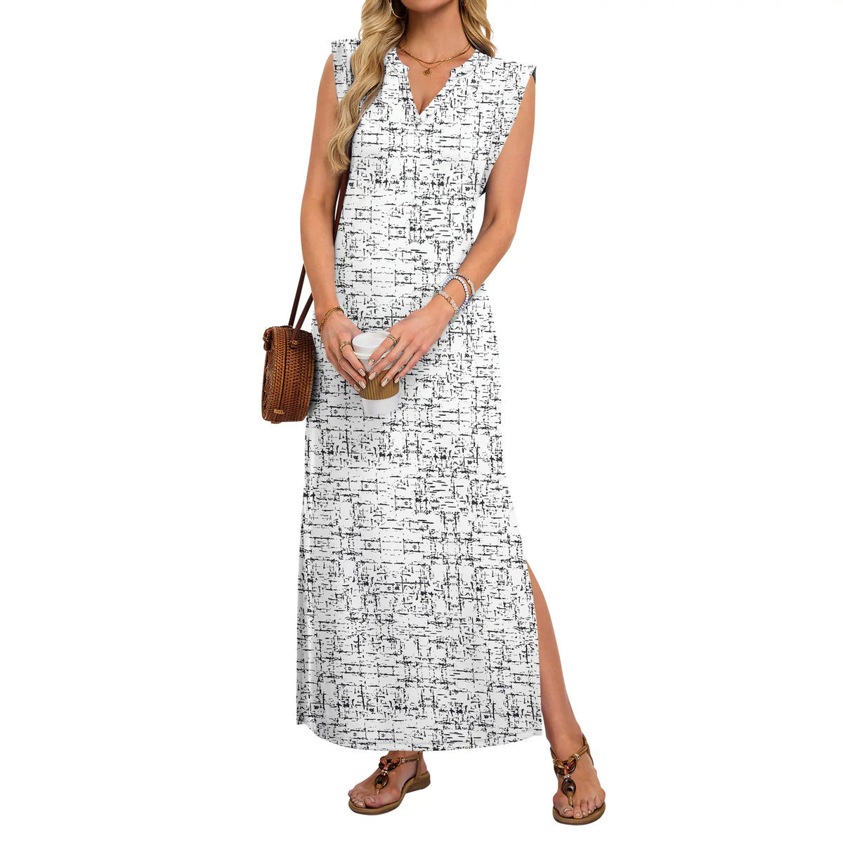 Summer Dresses for Women 2026 Wrink Free Beach Vacation Dress Sundresses Ladies Tropical Pockets Maxi Dress