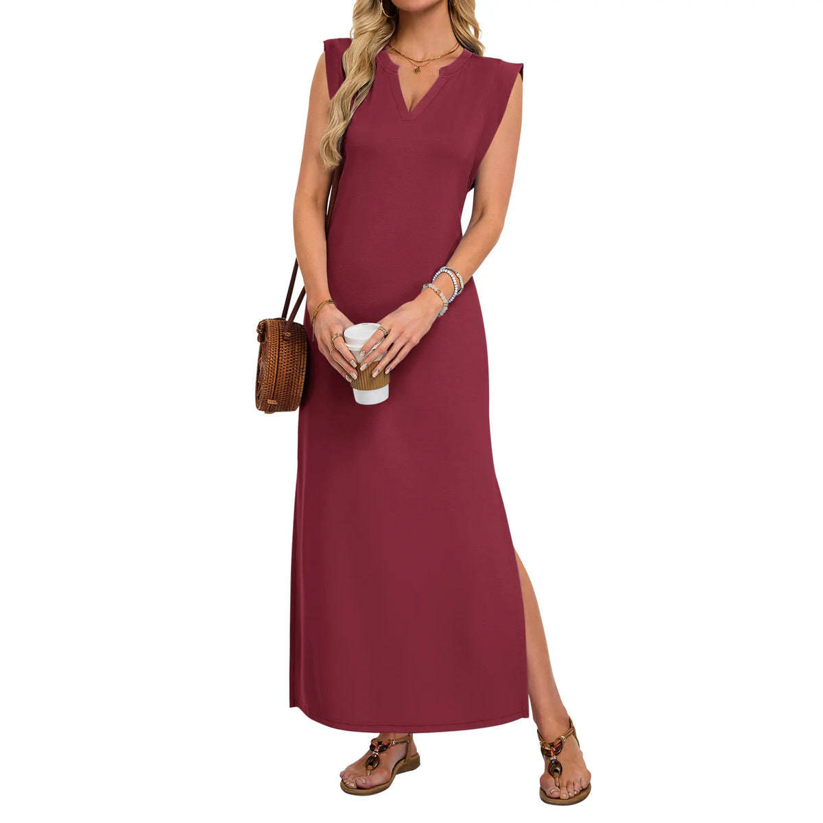 Summer Dresses for Women 2026 Wrink Free Beach Vacation Dress Sundresses Ladies Tropical Pockets Maxi Dress