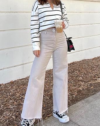 Supgoreou Women's Wide Leg Jeans: High Waisted Trendy Flare for Effortless Chic