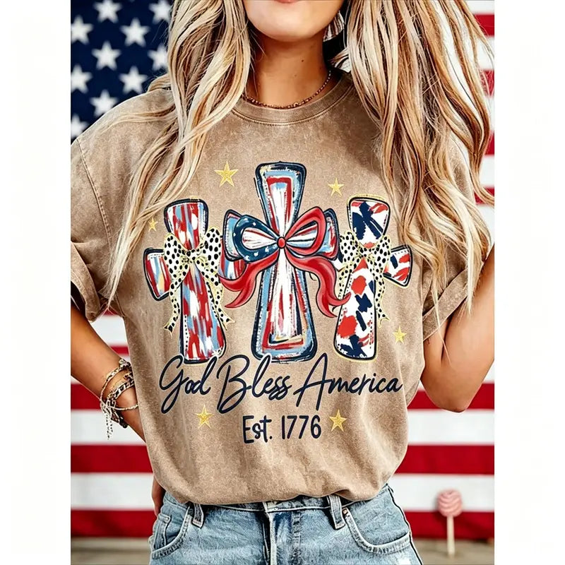 Vintage USA 250th Anniversary God Bless America Washed Tee