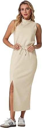 Two Piece Sets Mock-Neck Top & Elastic Waist Midi Skirt with Pockets