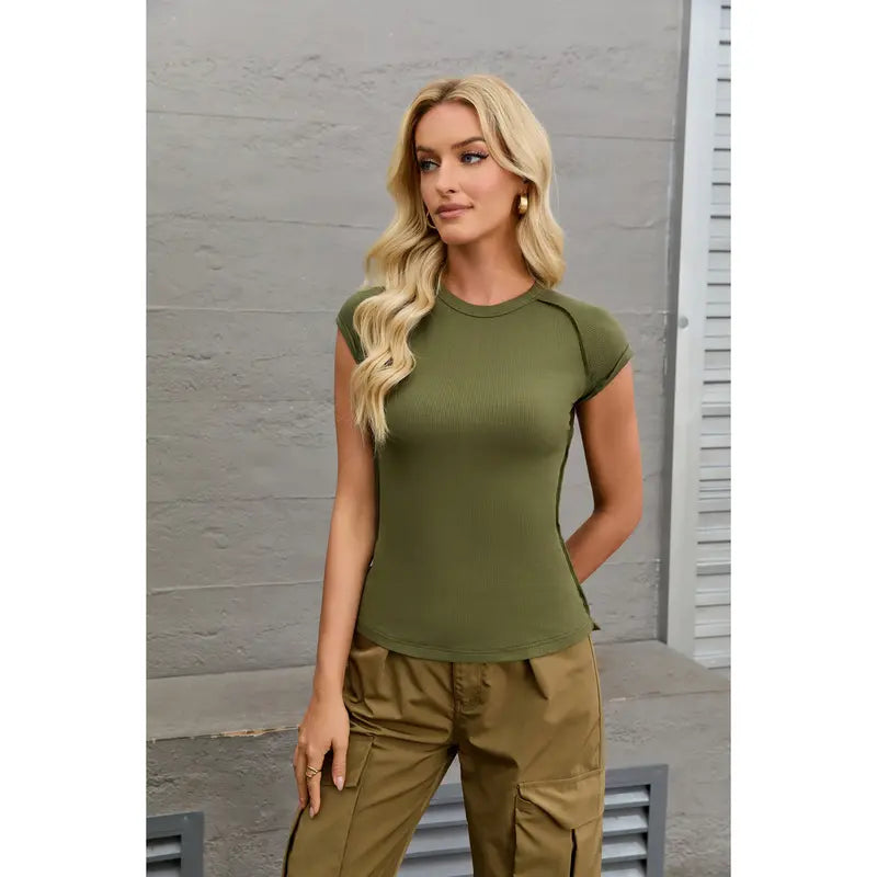 Women’s Summer Casual Crew Neck Fitted Sleeveless Top