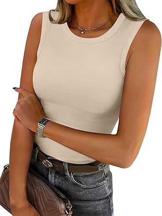 Women's High Neck Tank Top: Trendy Y2K Slim Fit Racerback Tee for Summer
