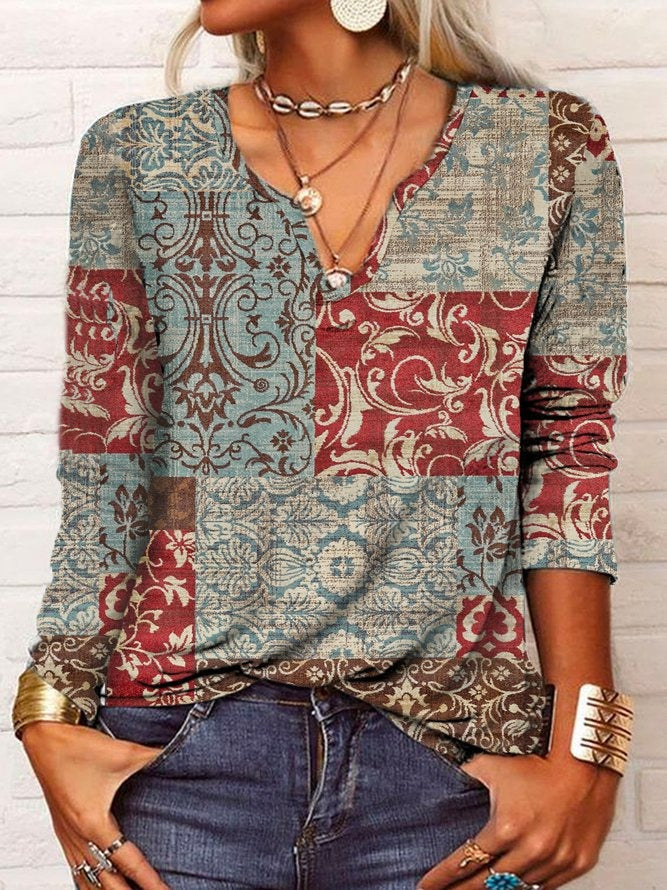 Casual Long Sleeve V neck Sweatshirt