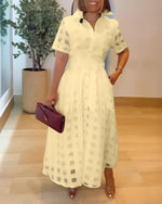 Women's Button Down Organza Maxi Shirt Dress