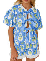 Women's Floral Print Bow Tie Summer Set