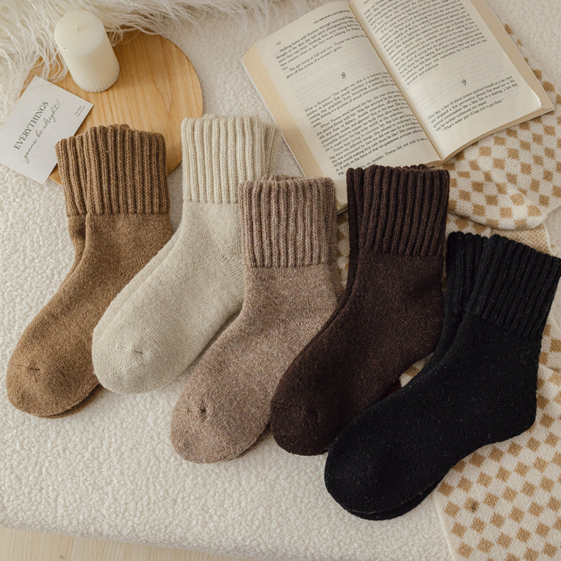 Solid Color Thick Terry Socks 5 Packs