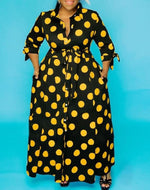 Women's Elegant Polka Dot Long Dress