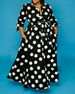 Women's Elegant Polka Dot Long Dress