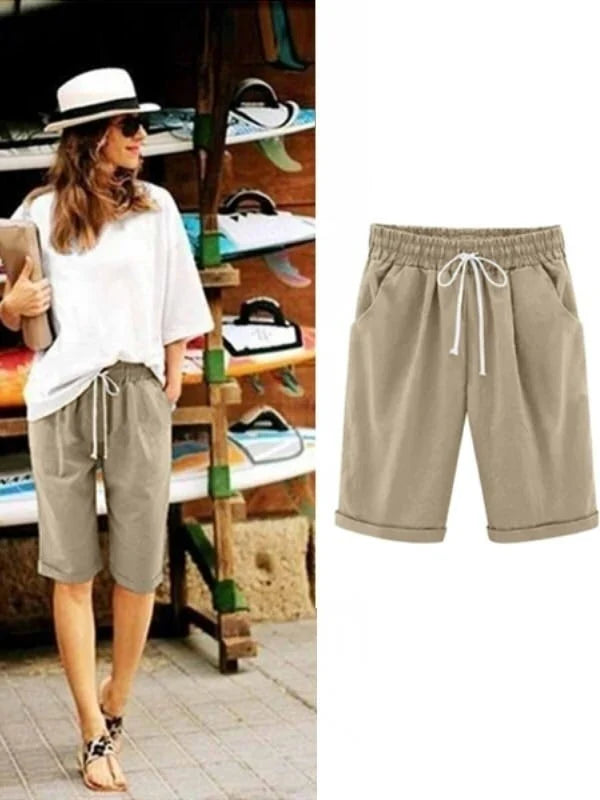 Plain with Pockets Sashes Holiday Loose Shorts (9 Colors)