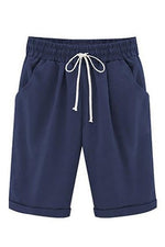 Plain with Pockets Sashes Holiday Loose Shorts (9 Colors)