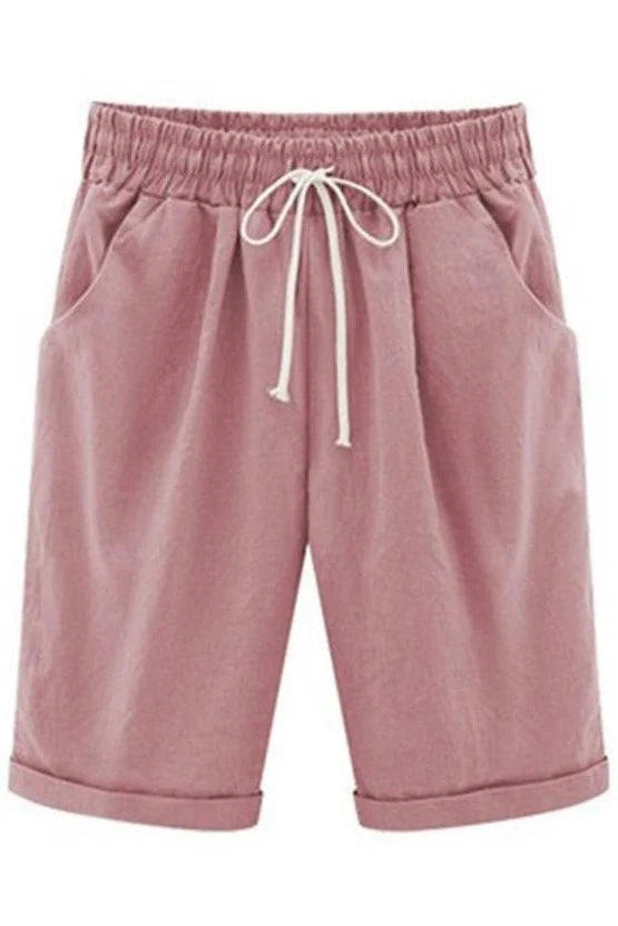 Plain with Pockets Sashes Holiday Loose Shorts (9 Colors)