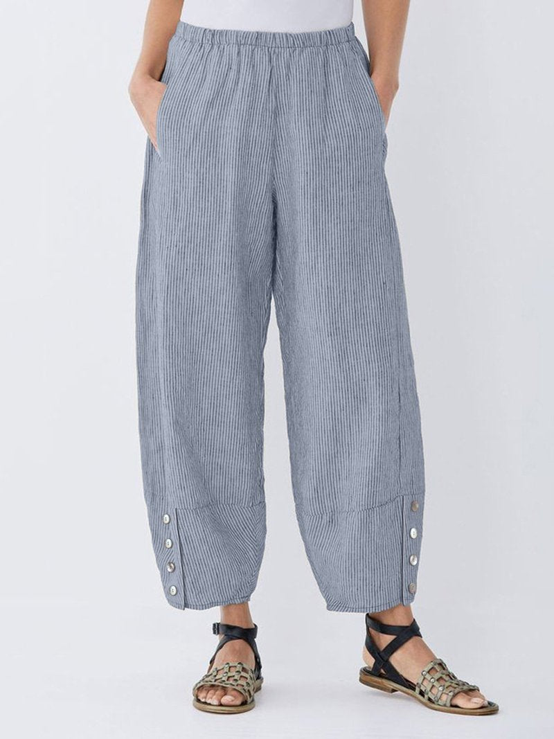 Women's Stripe with Pockets Casual Loose Pants