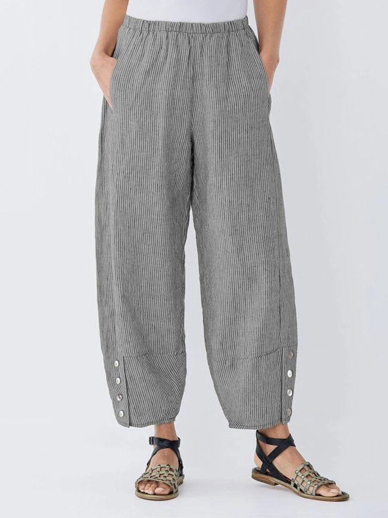 Women's Stripe with Pockets Casual Loose Pants