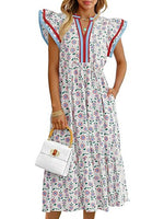 Women's V-neck Floral Midi Dress