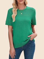 Women's Summer Hollow Out Short Sleeve Knit Tops