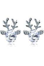 Crystal Gem Christmas Antlers Stud Earrings