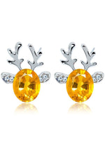 Crystal Gem Christmas Antlers Stud Earrings