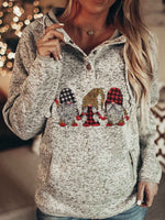 Christmas Gnomes Print Hooded Long Sleeves Sweatshirt