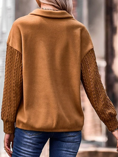 Plain Casual Zipper Sweatshirt