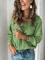 Solid Color Casual Crew Neck Long Sleeves Sweater