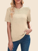 Women's Summer Hollow Out Short Sleeve Knit Tops