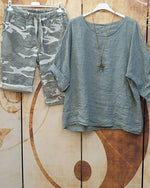 Camouflage Casual Summer Half Sleeves Two Piece Suit