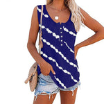Summer Casual Stripes Buttons Sleeveless Tank Top