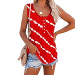Summer Casual Stripes Buttons Sleeveless Tank Top