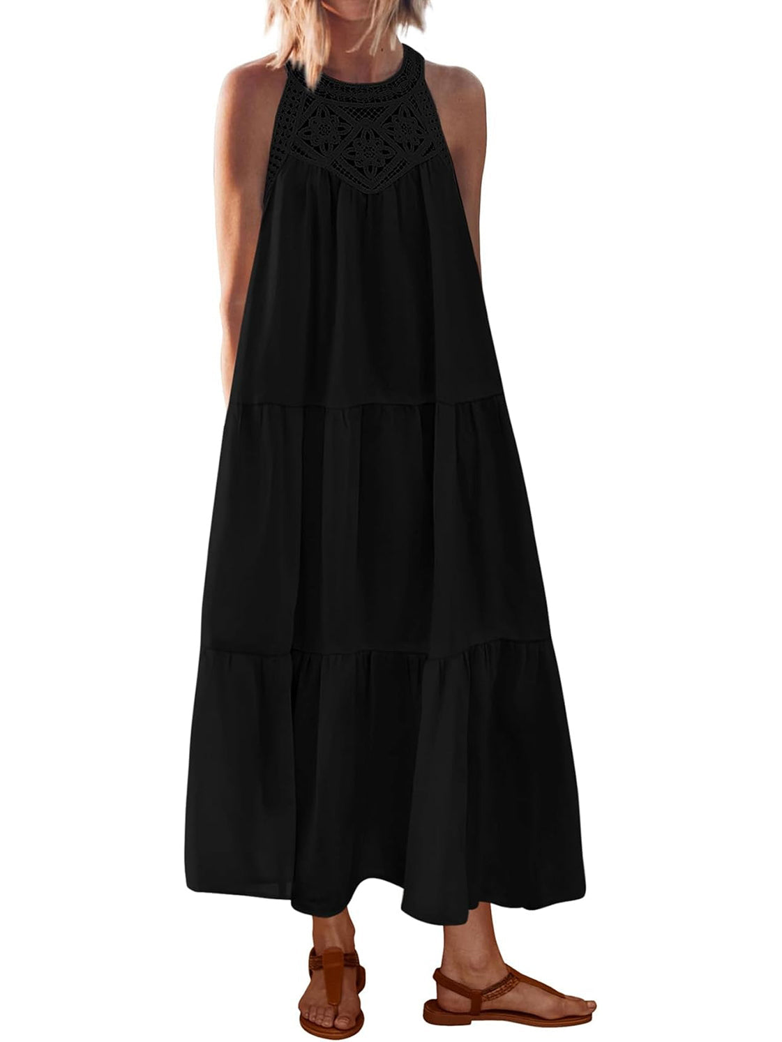 2026 Women's Boho Sleeveless Hollow Out Maxi Dress