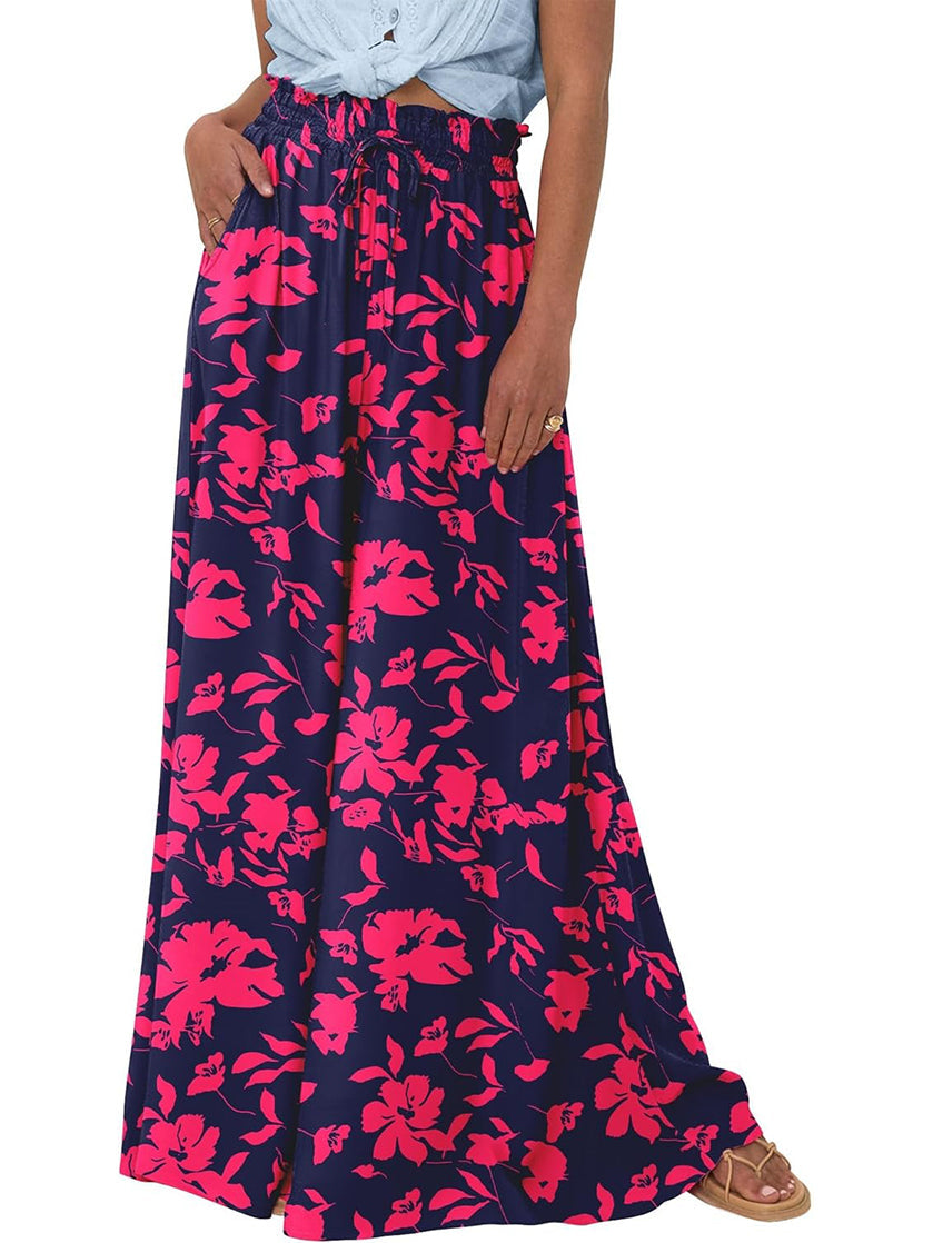 Women's Soft Floral Print Wide Leg Pants