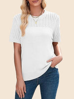 Women's Summer Hollow Out Short Sleeve Knit Tops