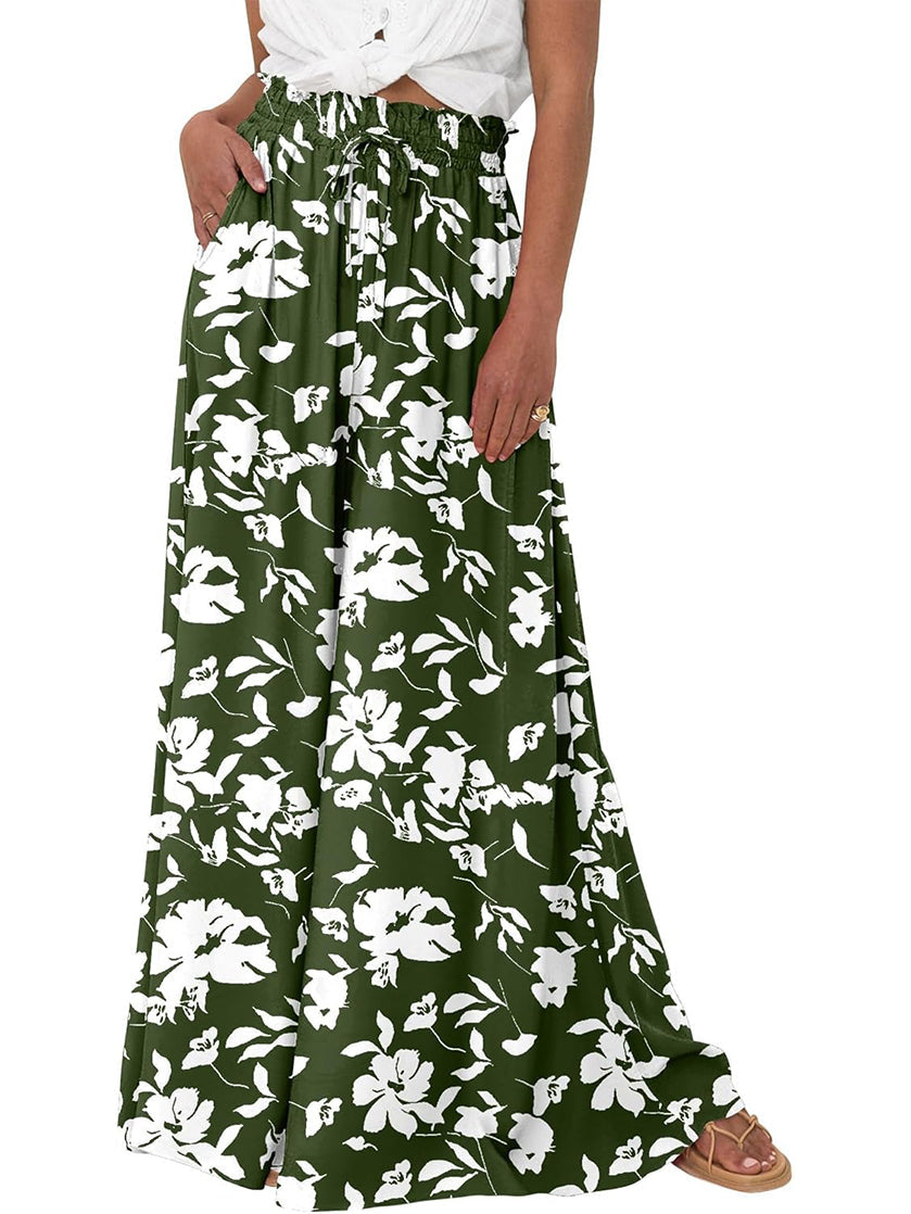Women's Soft Floral Print Wide Leg Pants
