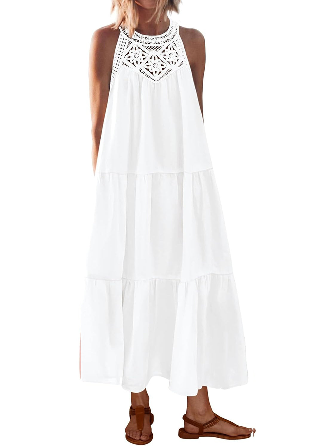 2026 Women's Boho Sleeveless Hollow Out Maxi Dress