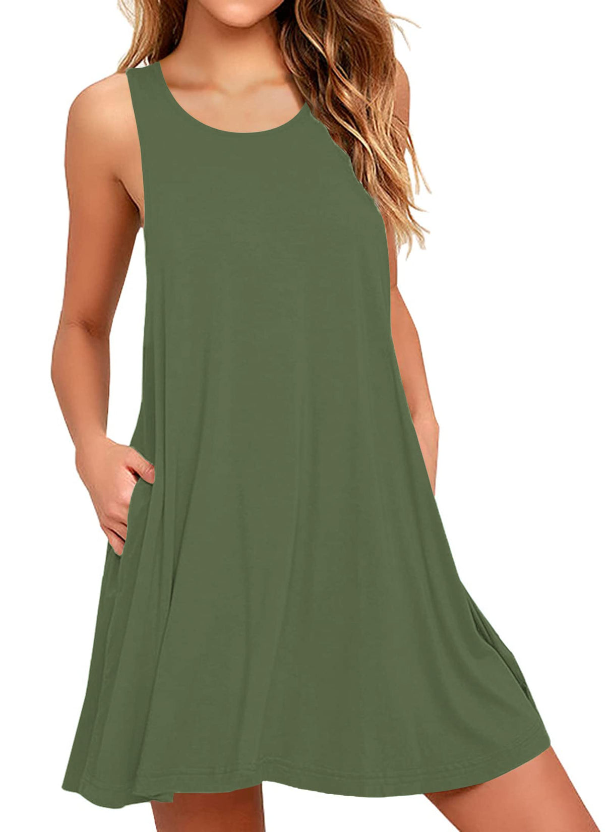 Plus Size Casual Tank Dress with Pockets
