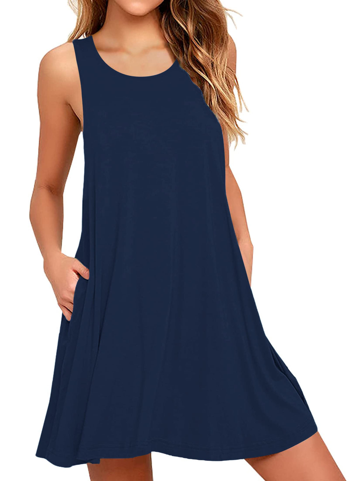 Plus Size Casual Tank Dress with Pockets