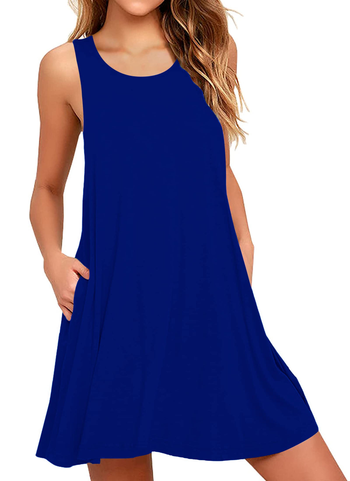 Plus Size Casual Tank Dress with Pockets