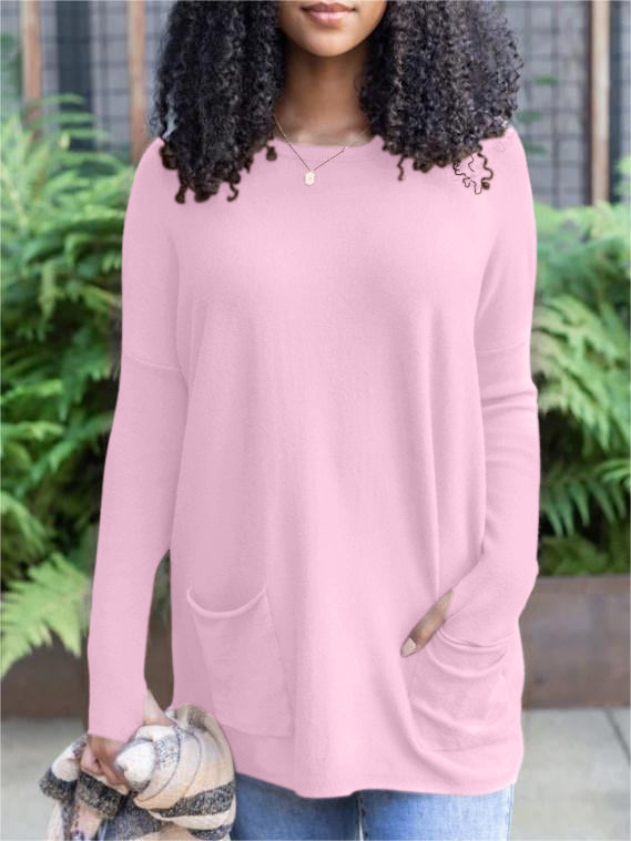 NewLong Sleeve Thumbhole Sweater Pocket Tunic
