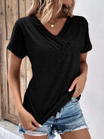 Button Detail V Neck Tee
