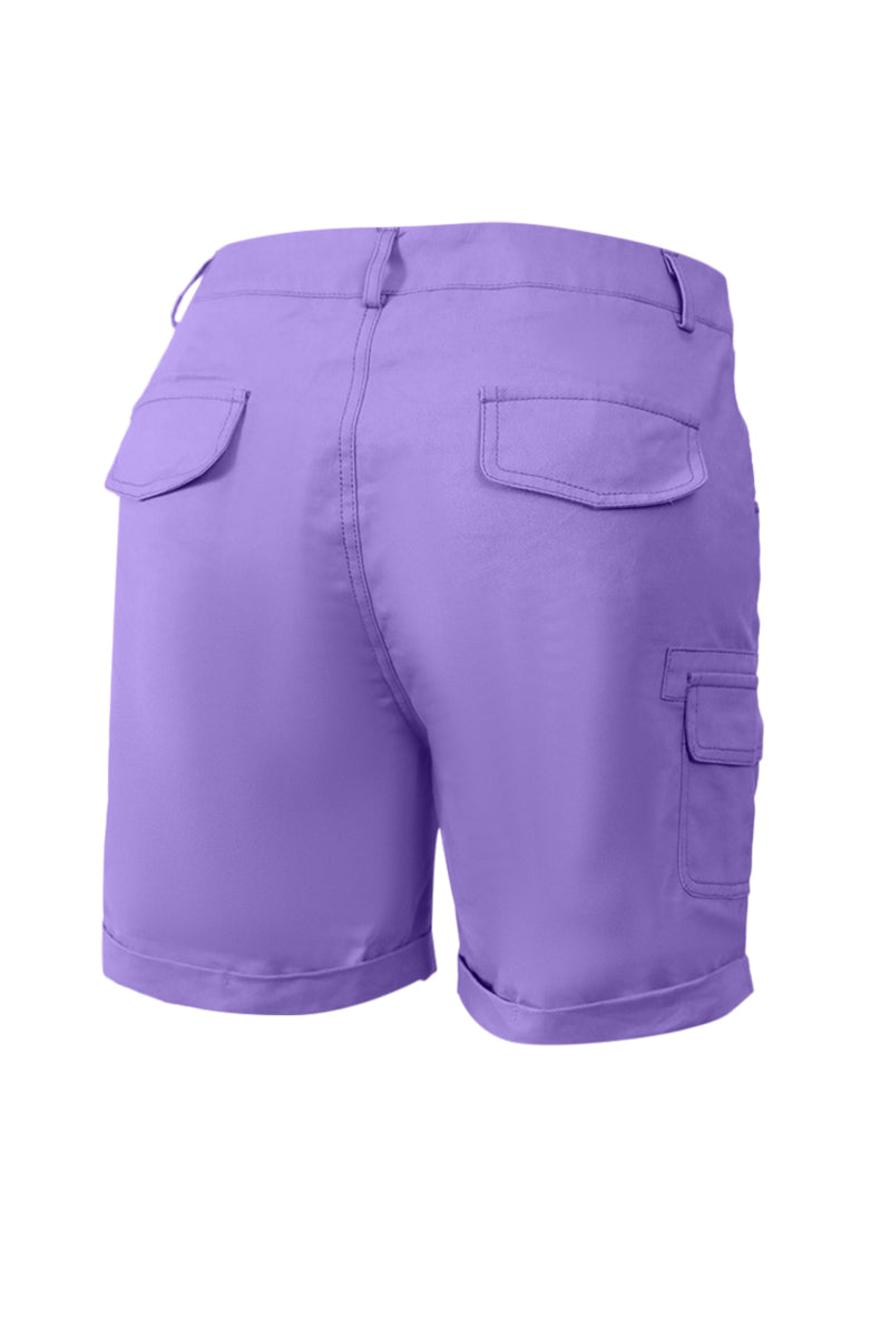 Solid Stitch Trim Roll Hem Shorts