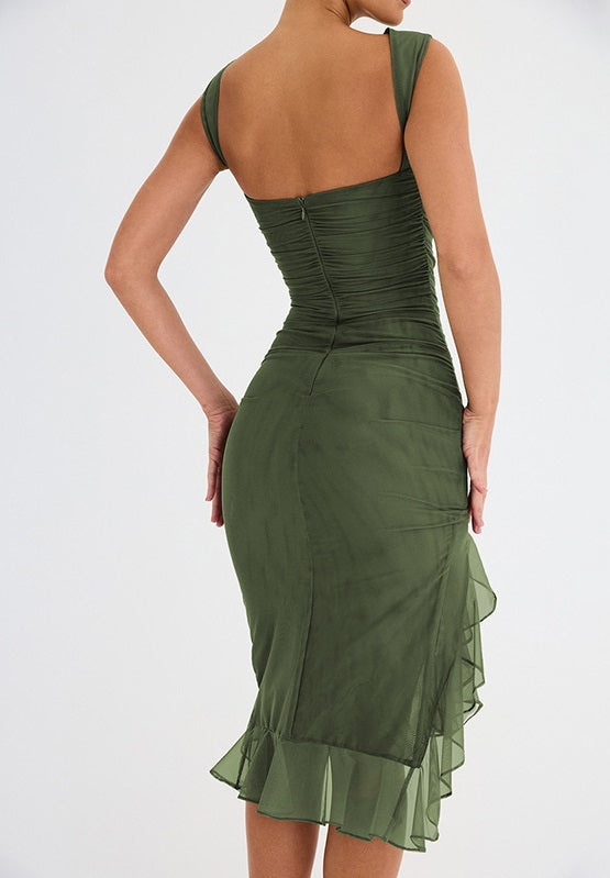 Sleeveless Ruffle Midi Dress