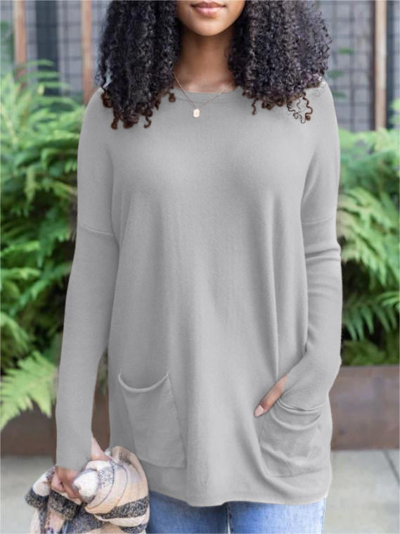 NewLong Sleeve Thumbhole Sweater Pocket Tunic
