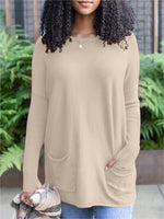 NewLong Sleeve Thumbhole Sweater Pocket Tunic